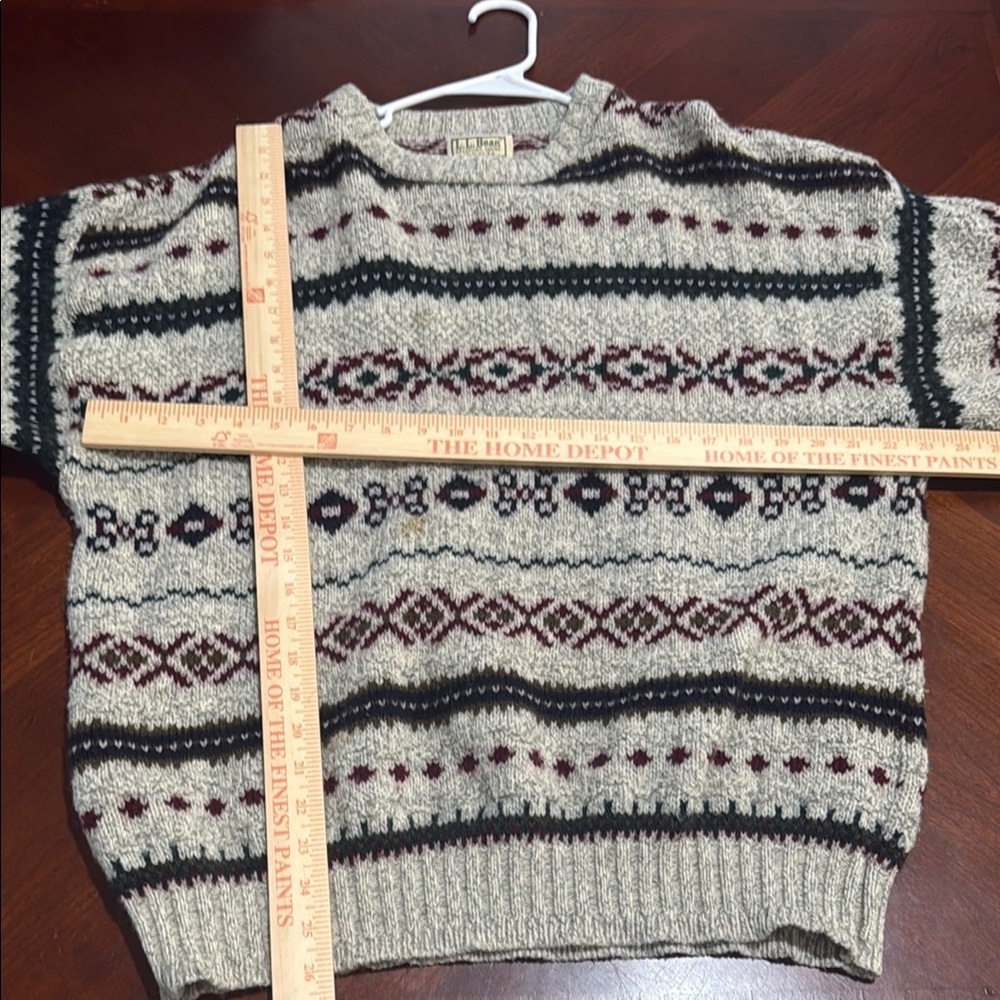 Vintage LL bean Men's Patterned wool Sweater - dad sweater thick warm - Picture 7 of 9